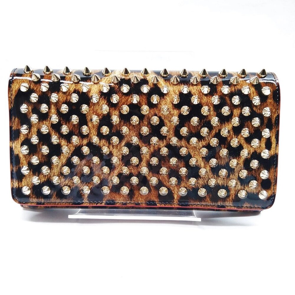 Authentic Christian Louboutin Long Wallet Brown Patent leather mn560-021526